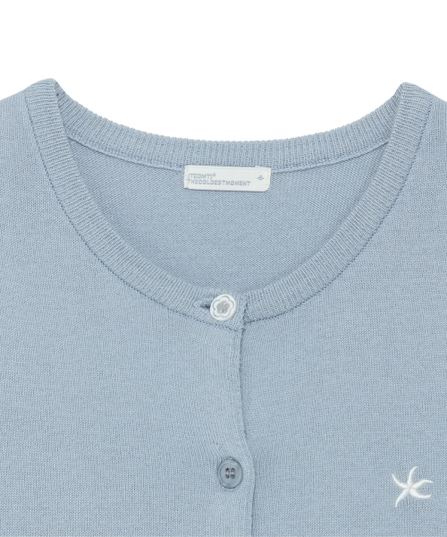 TCM button half knit cardigan (blue)