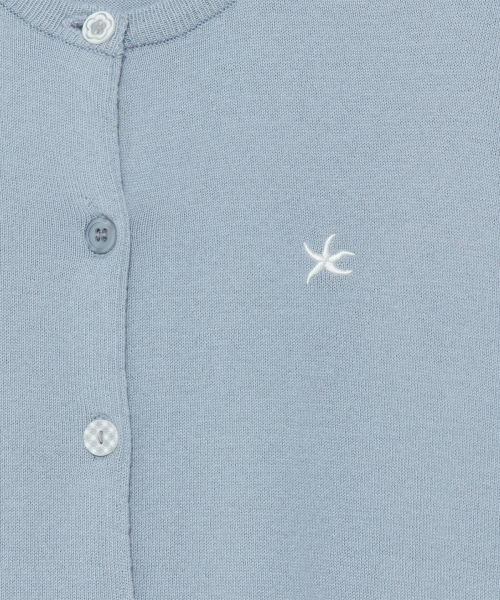 TCM button half knit cardigan (blue)