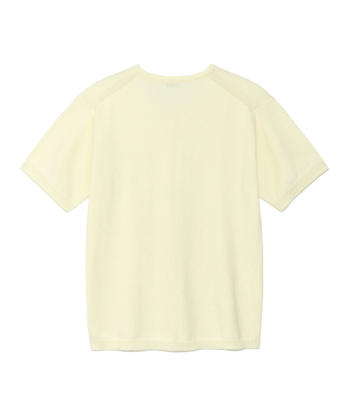 TCM button half knit cardigan (lemon)