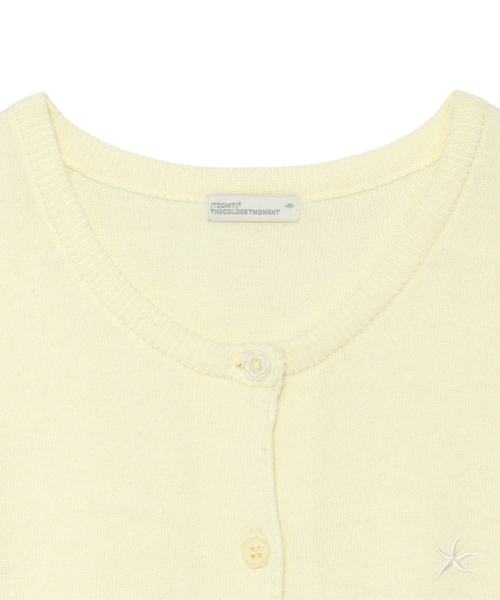 TCM button half knit cardigan (lemon)