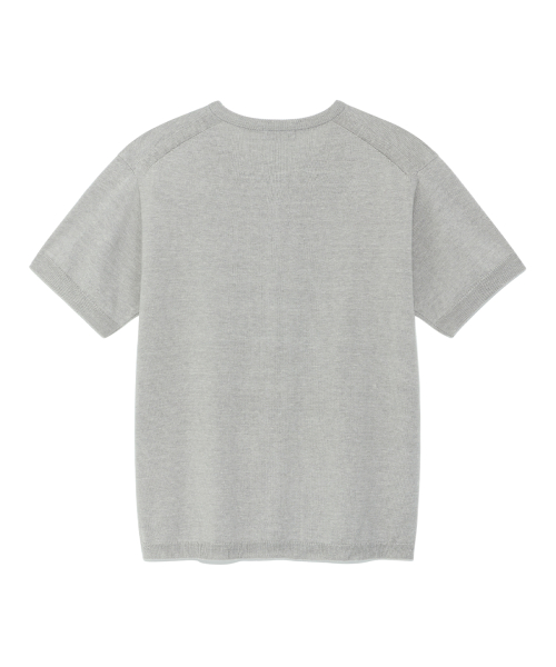 TCM button half knit cardigan (grey)