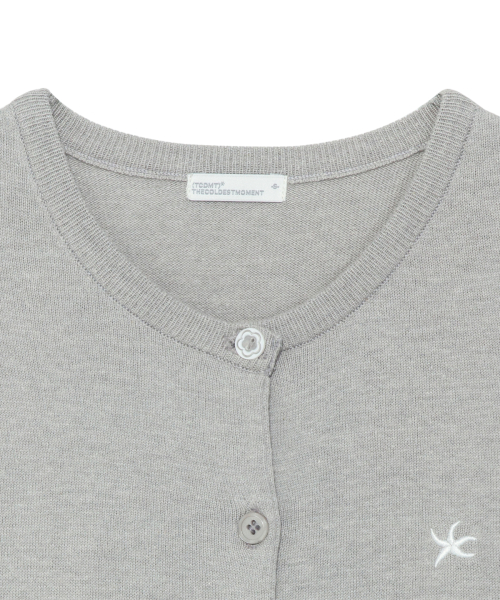 TCM button half knit cardigan (grey)