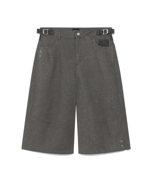 TCM pin stripe stitch half pants (charcoal)