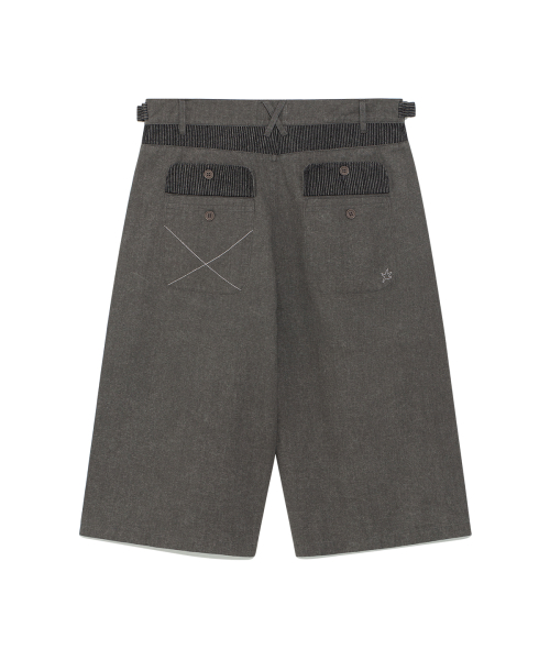 TCM pin stripe stitch half pants (charcoal)