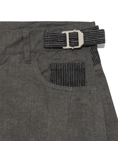 TCM pin stripe stitch half pants (charcoal)