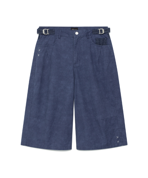 TCM pin stripe stitch half pants (blue)