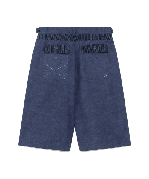 TCM pin stripe stitch half pants (blue)