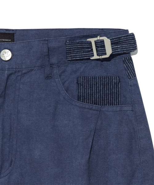 TCM pin stripe stitch half pants (blue)