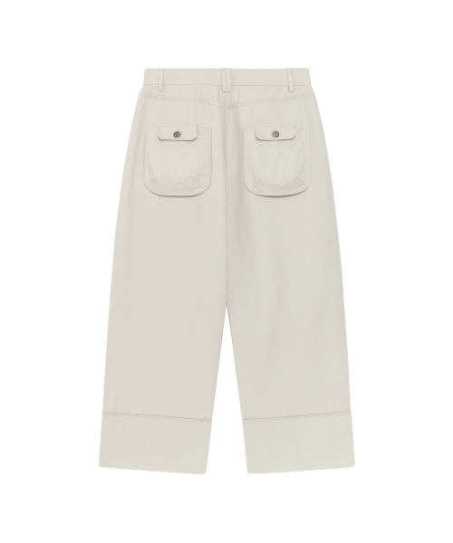 TCM cut out offset pocket pants (beige)