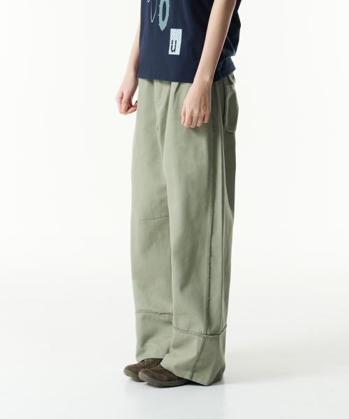 TCM cut out offset pocket pants (green)