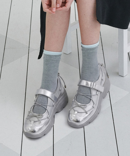 Tied-Up Utility Mary Janes -Silver (att6024)