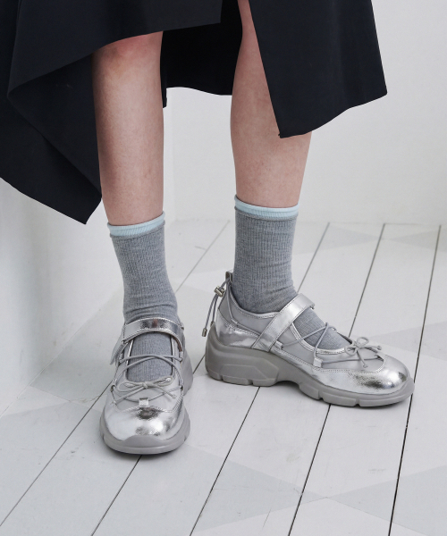 Tied-Up Utility Mary Janes -Silver (att6024)