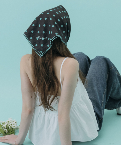 POPPING MINT POLKA DOTS SCARF_BLACK
