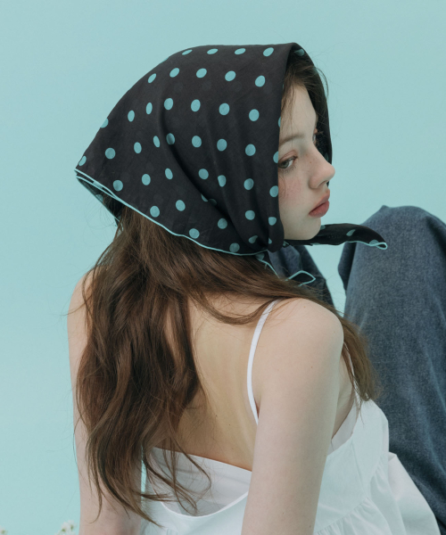 POPPING MINT POLKA DOTS SCARF_BLACK