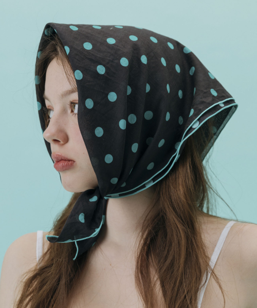 POPPING MINT POLKA DOTS SCARF_BLACK