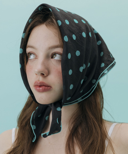 POPPING MINT POLKA DOTS SCARF_BLACK