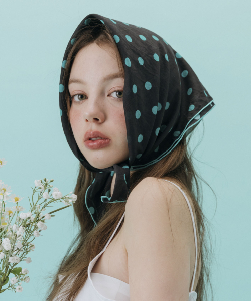 POPPING MINT POLKA DOTS SCARF_BLACK