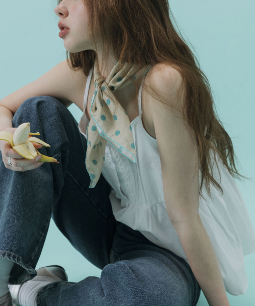 POPPING MINT POLKA DOTS SCARF_BEIGE
