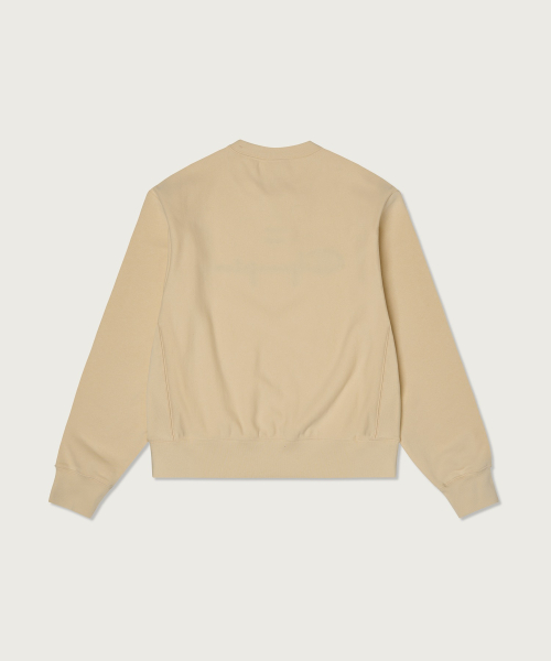 여성 리버스위브 빅 로고 크롭 스웨트셔츠 Beige