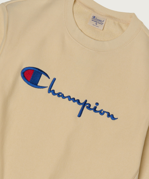 여성 리버스위브 빅 로고 크롭 스웨트셔츠 Beige