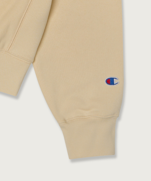 여성 리버스위브 빅 로고 크롭 스웨트셔츠 Beige