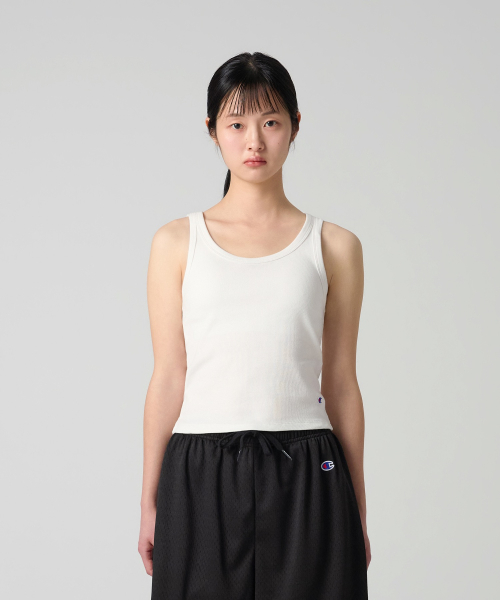 여성 C로고 베이직 슬리브리스 White