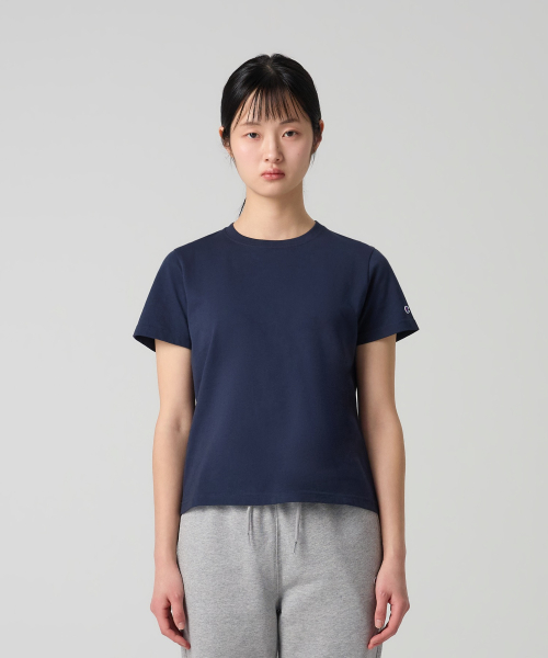 여성 C로고 슬림핏 티셔츠 Navy