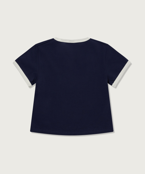 여성 코니아일랜드 크롭 링거 티셔츠 Navy