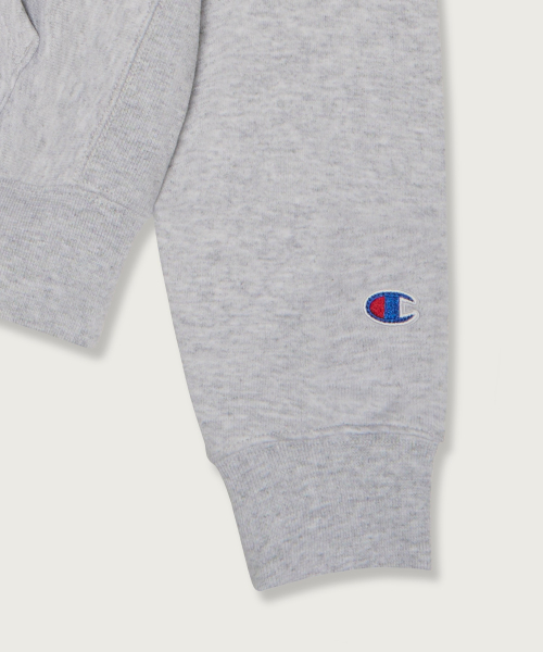여성 리버스위브 빅 로고 크롭 후드 집업 Light Grey