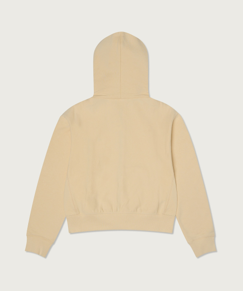 여성 리버스위브 빅 로고 크롭 후드 집업 Beige
