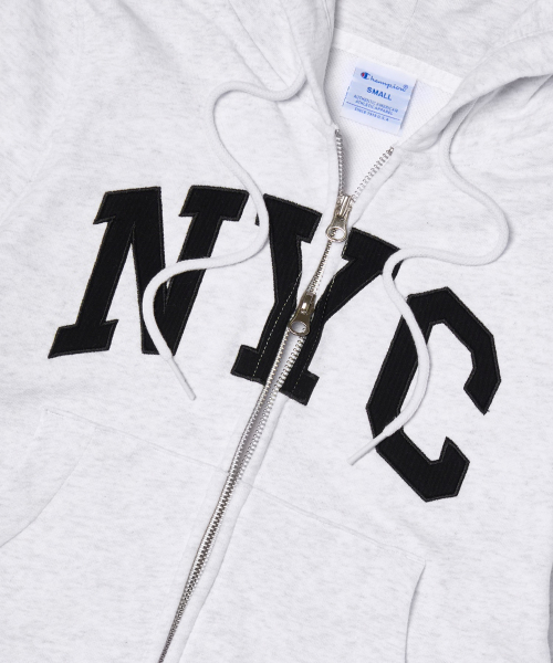 여성 NYC 크롭 후드 집업 Light Grey