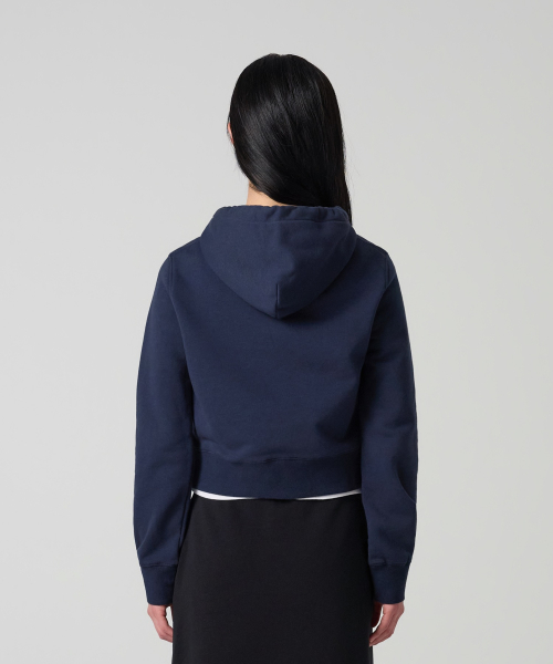 여성 NYC 크롭 후드 집업 Navy