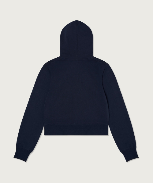 여성 NYC 크롭 후드 집업 Navy