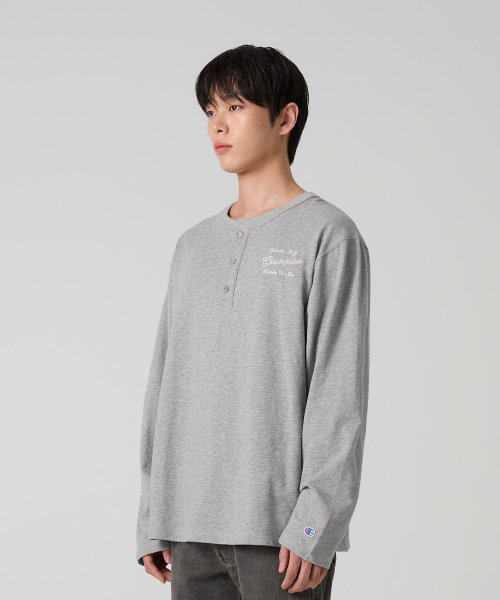 헤리티지 루즈핏 헨리넥 롱슬리브 티셔츠 Grey
