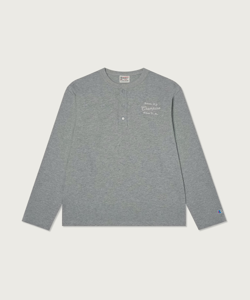 헤리티지 루즈핏 헨리넥 롱슬리브 티셔츠 Grey