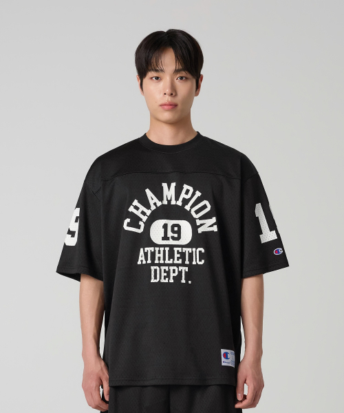 컬리지 메쉬 풋볼 저지 티셔츠 Black