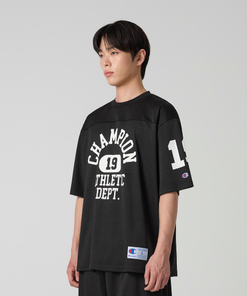 컬리지 메쉬 풋볼 저지 티셔츠 Black