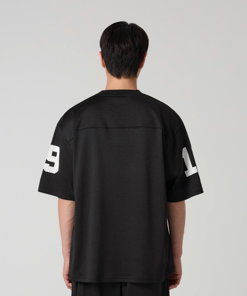 컬리지 메쉬 풋볼 저지 티셔츠 Black