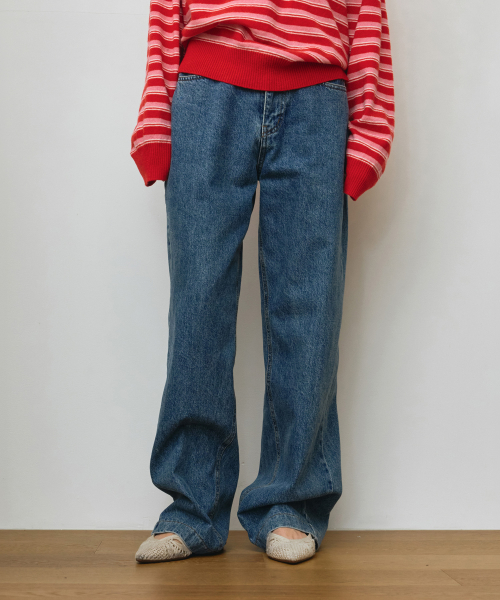 Blocks Denim Wide Fit Pants (Blue)