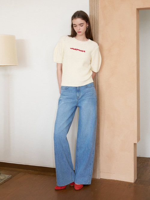 Semi Wide Stripe Denim Pants MU2611DN104M