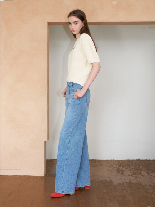 Semi Wide Stripe Denim Pants MU2611DN104M