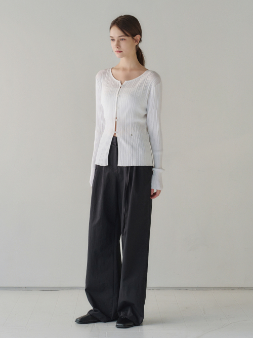 Belted Two-tucked Nylon Pants Black AT6PAA023BK
