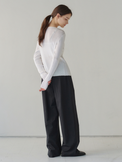 Belted Two-tucked Nylon Pants Black AT6PAA023BK