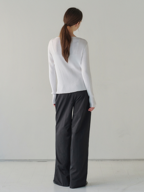 Belted Two-tucked Nylon Pants Black AT6PAA023BK