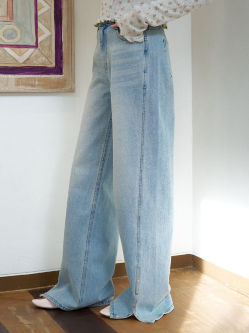 Side Snap Semi Wide Denim Pants MU2611DN103M