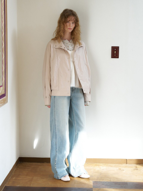 Side Snap Semi Wide Denim Pants MU2611DN103M