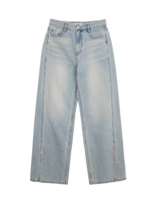 Side Snap Semi Wide Denim Pants MU2611DN103M