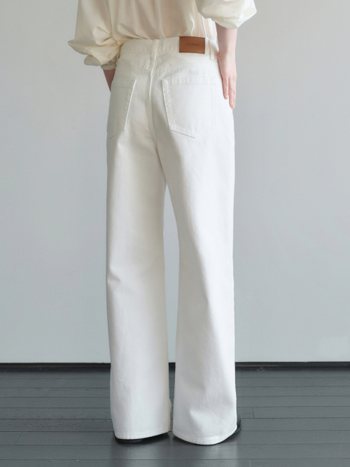 Wide Leg Denim Pants Off White AT6PAA089OW