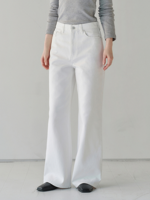 Wide Leg Denim Pants Off White AT6PAA089OW