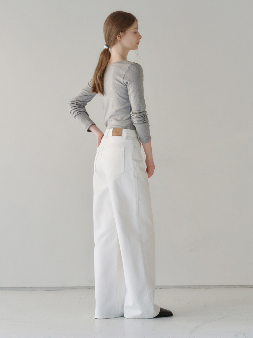 Wide Leg Denim Pants Off White AT6PAA089OW